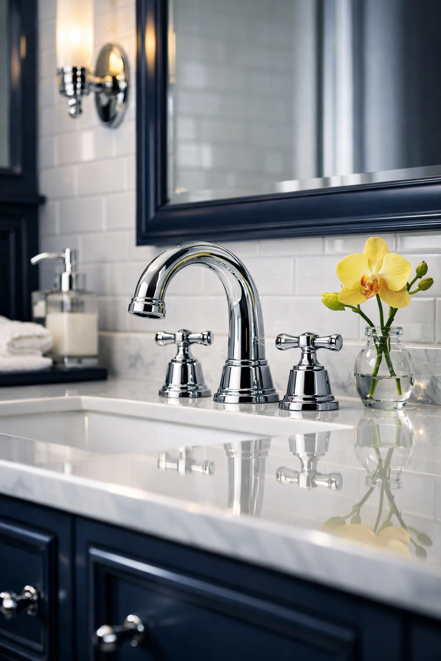 Spotless luxury bathroom vanity reflecting high-quality professional cleaning services near me.