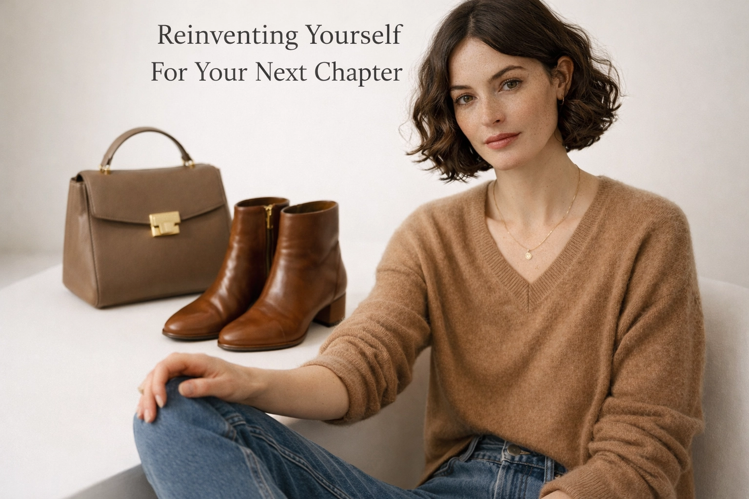 Quality wardrobe essentials including cashmere sweater and leather boots for timeless style