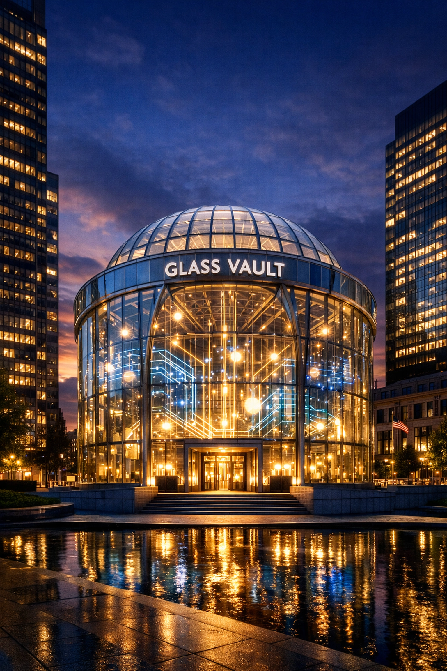 A transparent vault symbolizing secure US compliance and the Clarity Act for Web3 payment processing.