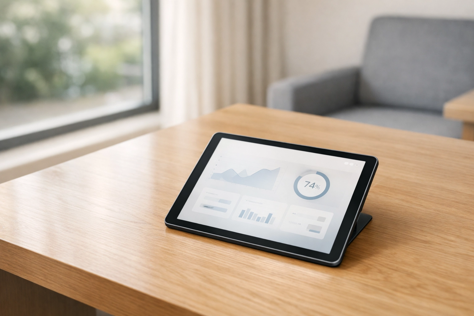 Tablet showing automated hotel pricing data for improved property management efficiency.