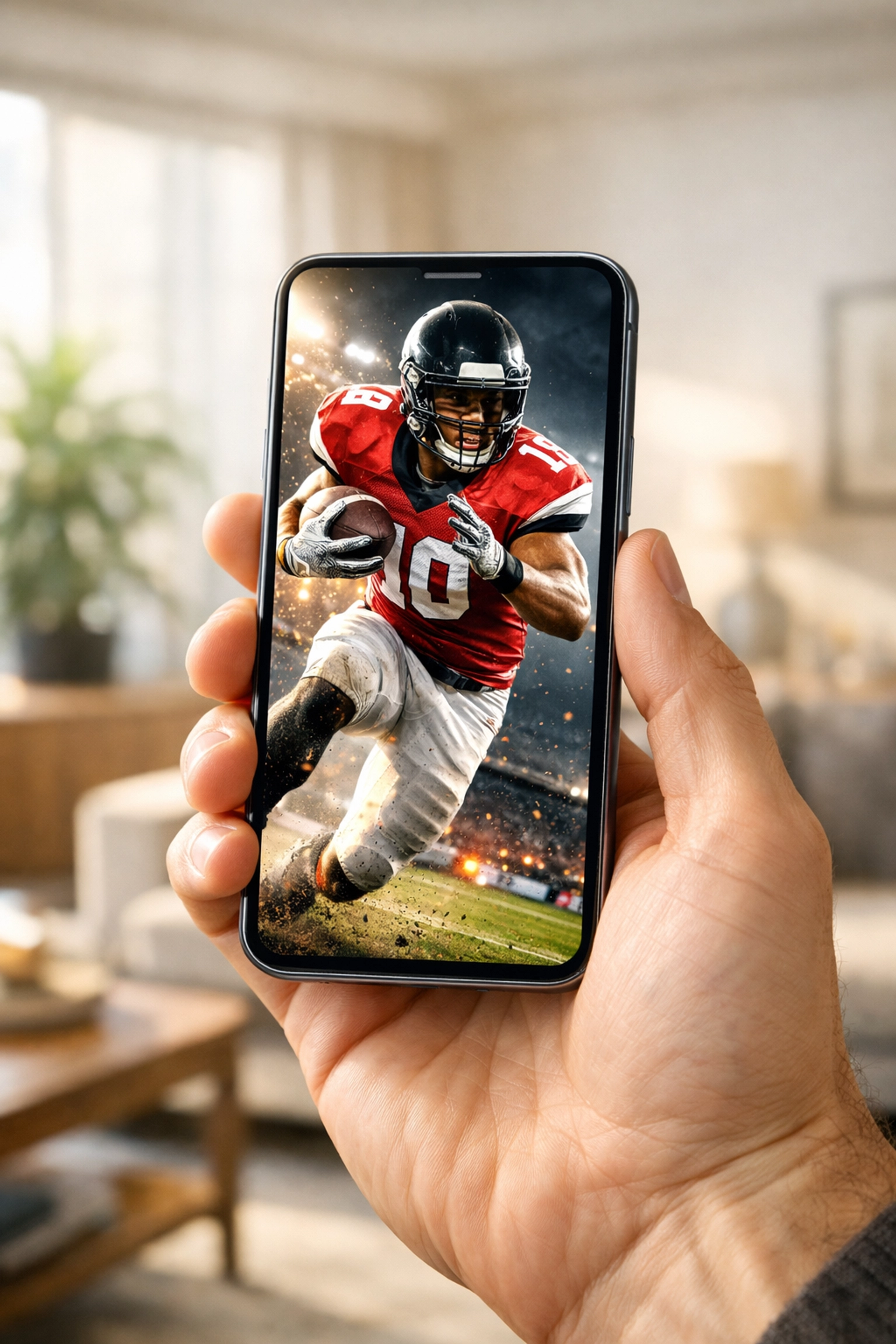 A smartphone displaying a vertical sports video, illustrating Disney Plus's new mobile-first content strategy.