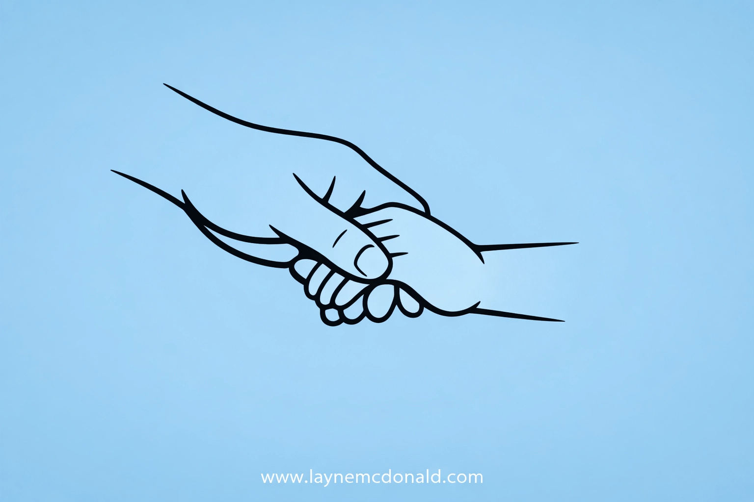 Parent holding a child's hand in prayer, symbolizing the peace of God and physical connection.