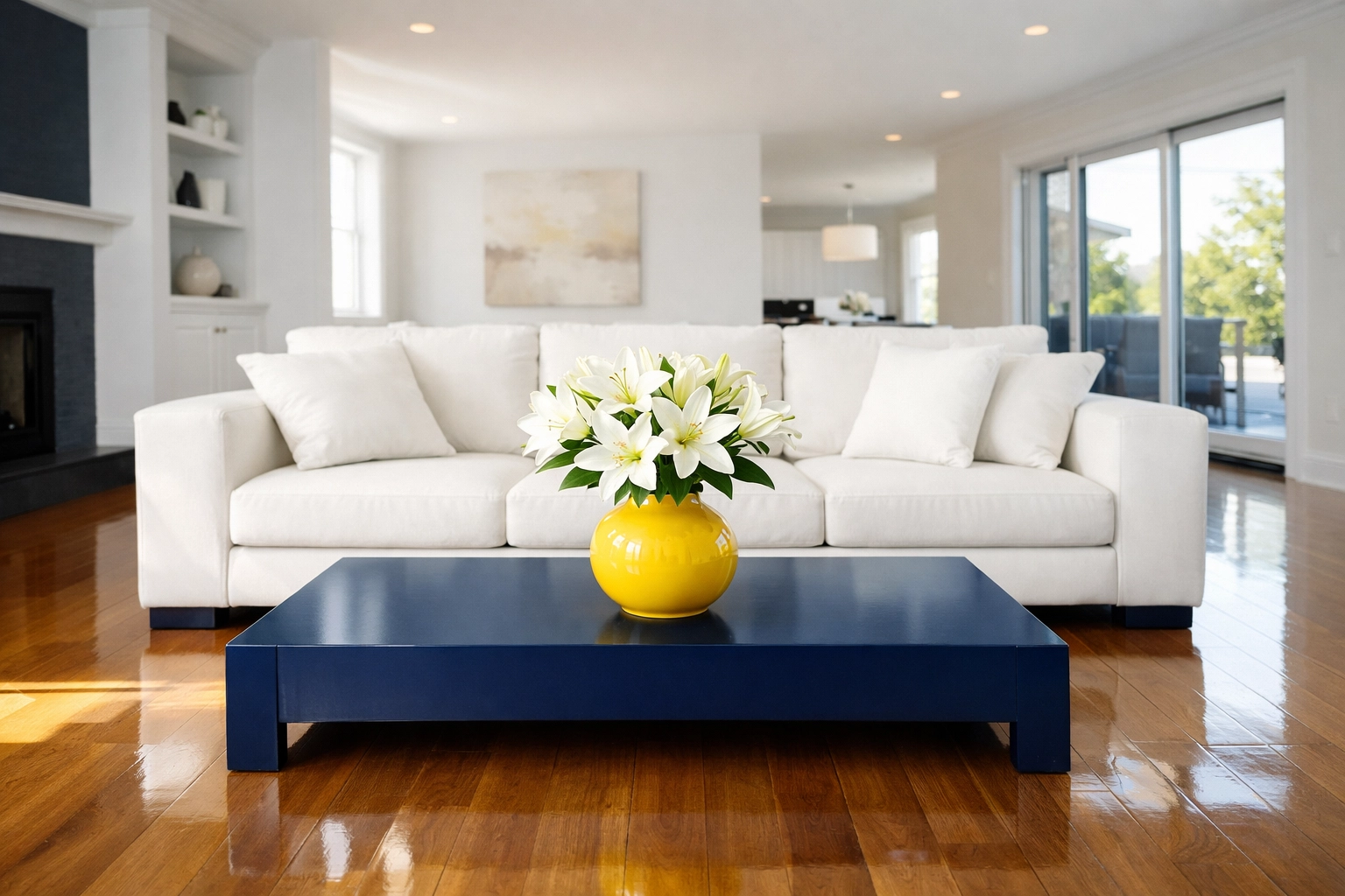 A spotless, modern Sudbury living room after a visit from The Cleaning Ninjas.