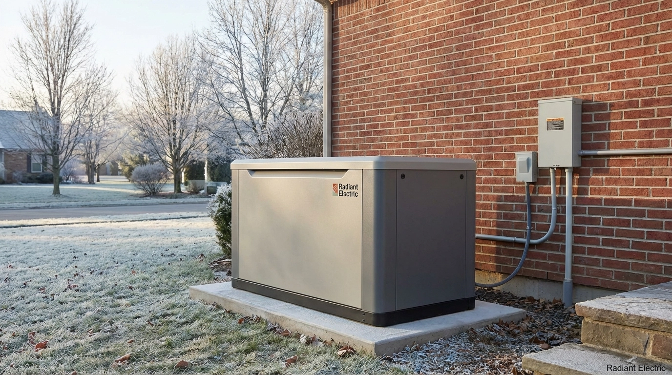 Whole house generator installed outside a Metro Atlanta home for winter storm backup power