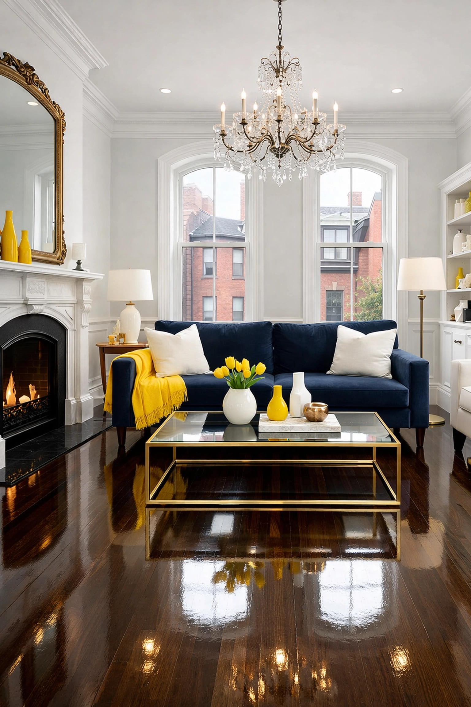 A pristine luxury living room in Boston showing the high-end results of professional house cleaning services MA.