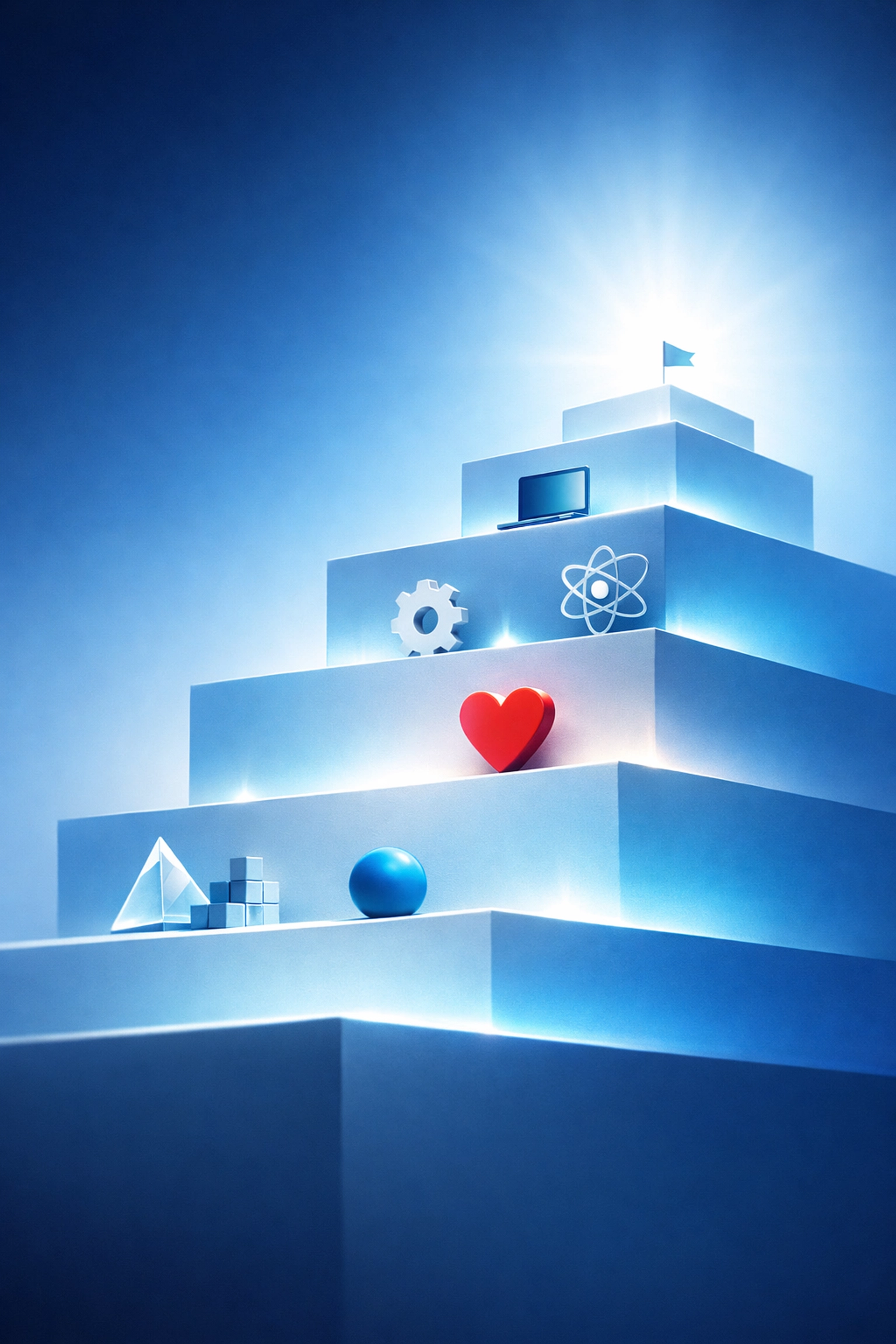 Ascending platforms illustrating progressive skills development and capability building at scale