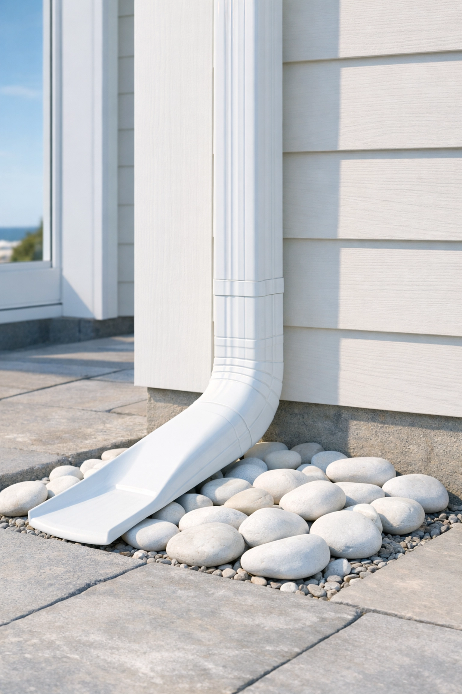 Professional downspout installation by roofing Sydney experts directing water away from a Northern Beaches foundation.