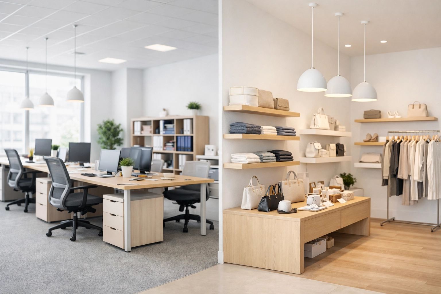 Modern office and retail shop interior showcasing tailored business insurance needs.