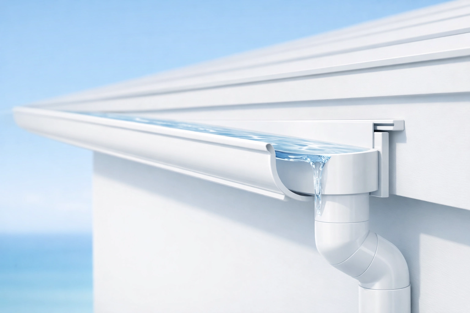 Correct gutter pitch on a Northern Beaches roof ensuring water flows to downspouts to prevent leaks and overflows.