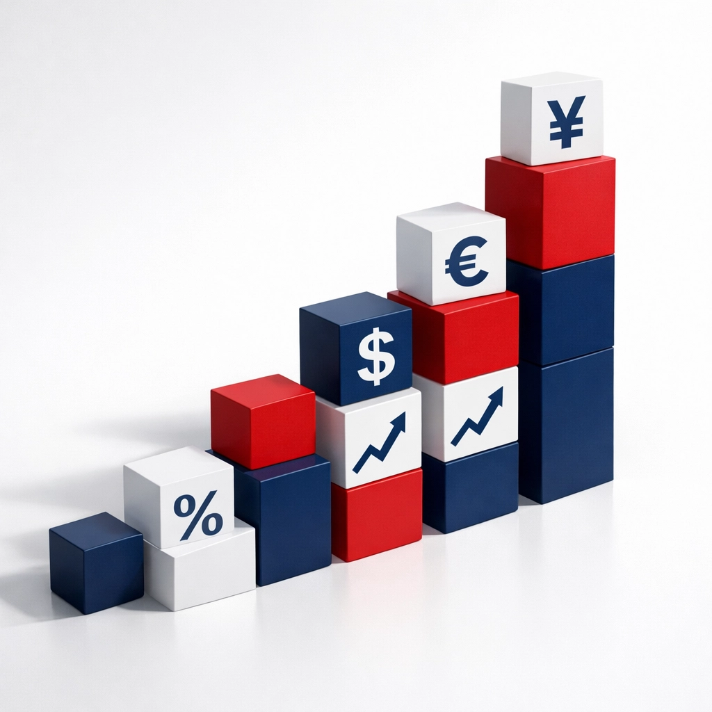 Upward stacking blocks representing business growth through strategic financial planning