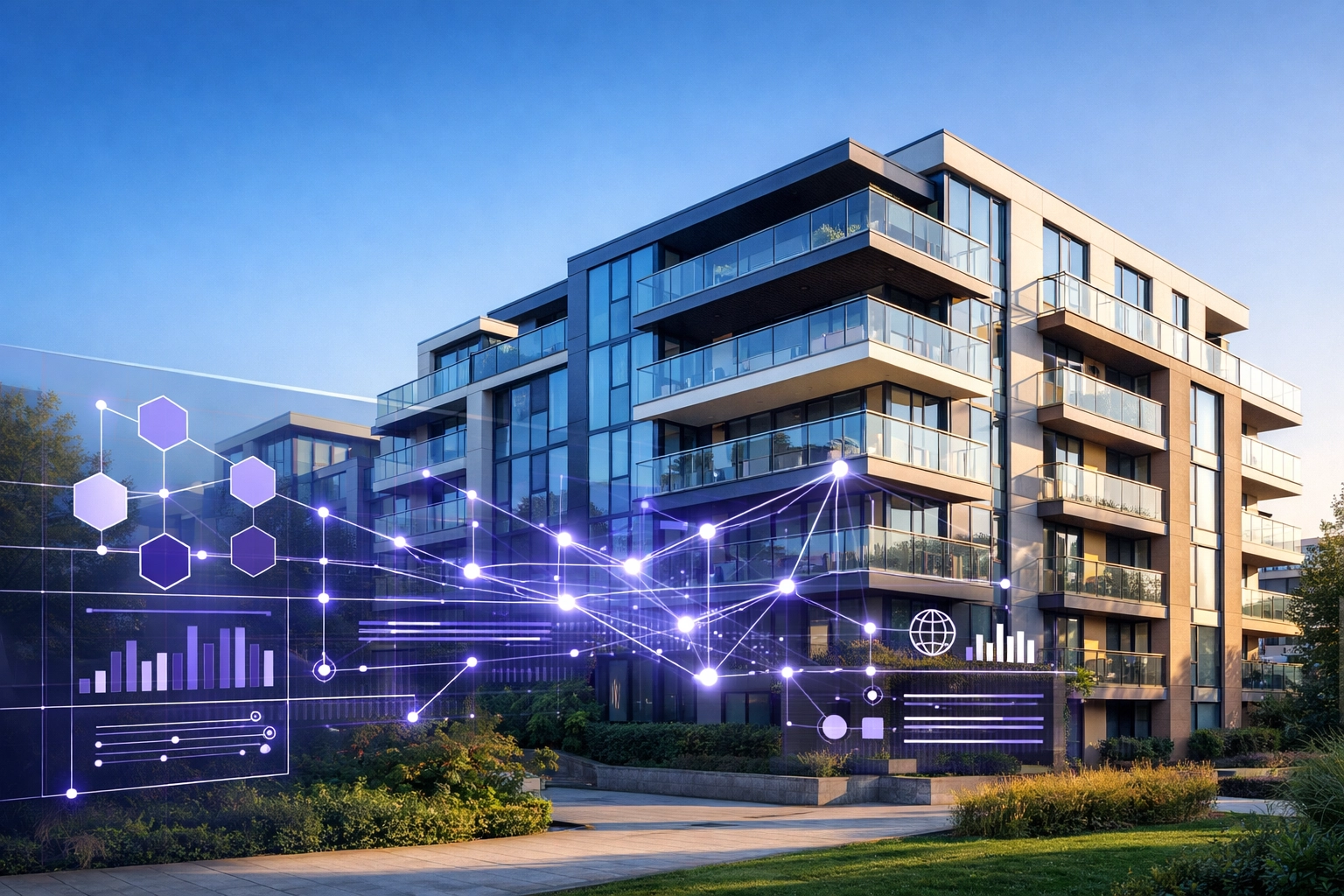 Digital building records overlaying a modern Essex residential block for safety compliance.