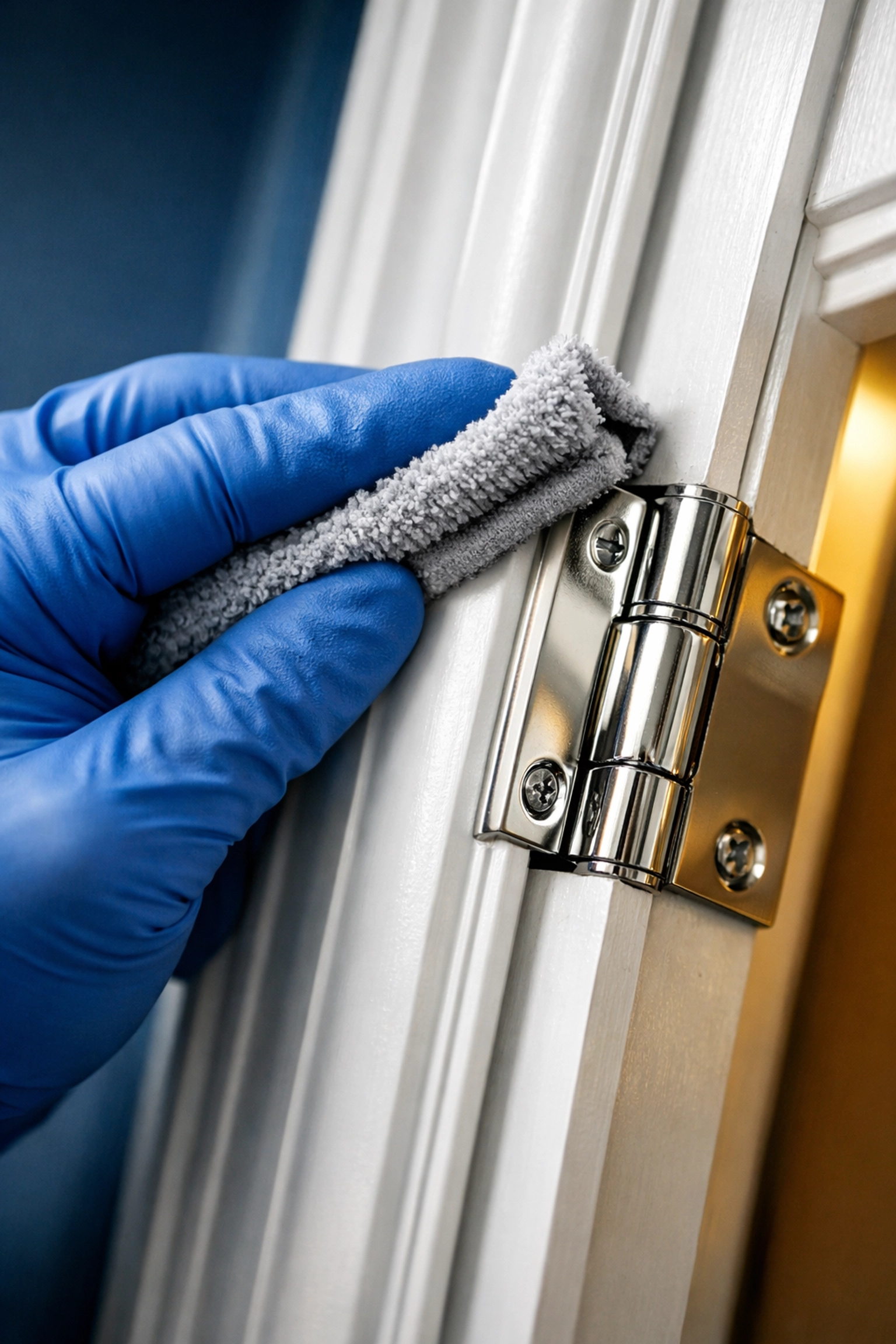 Detail-oriented dusting of a door frame by a professional Move-In Cleaning Service in Massachusetts.
