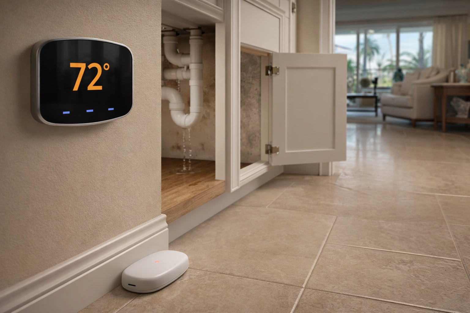 Smart home devices missing hidden water leaks and mold behind walls in Florida home