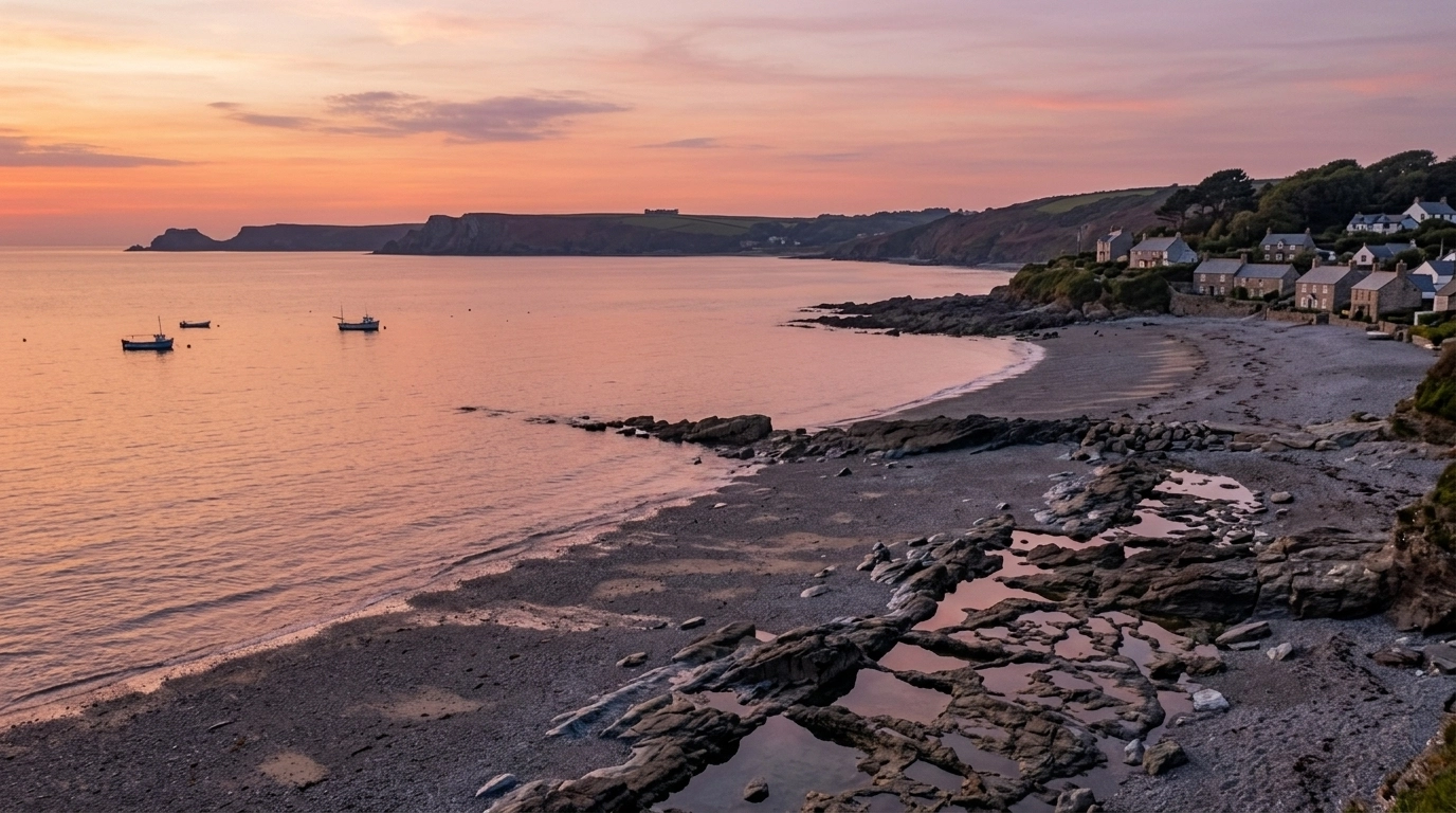 Downderry Beach at Sunset