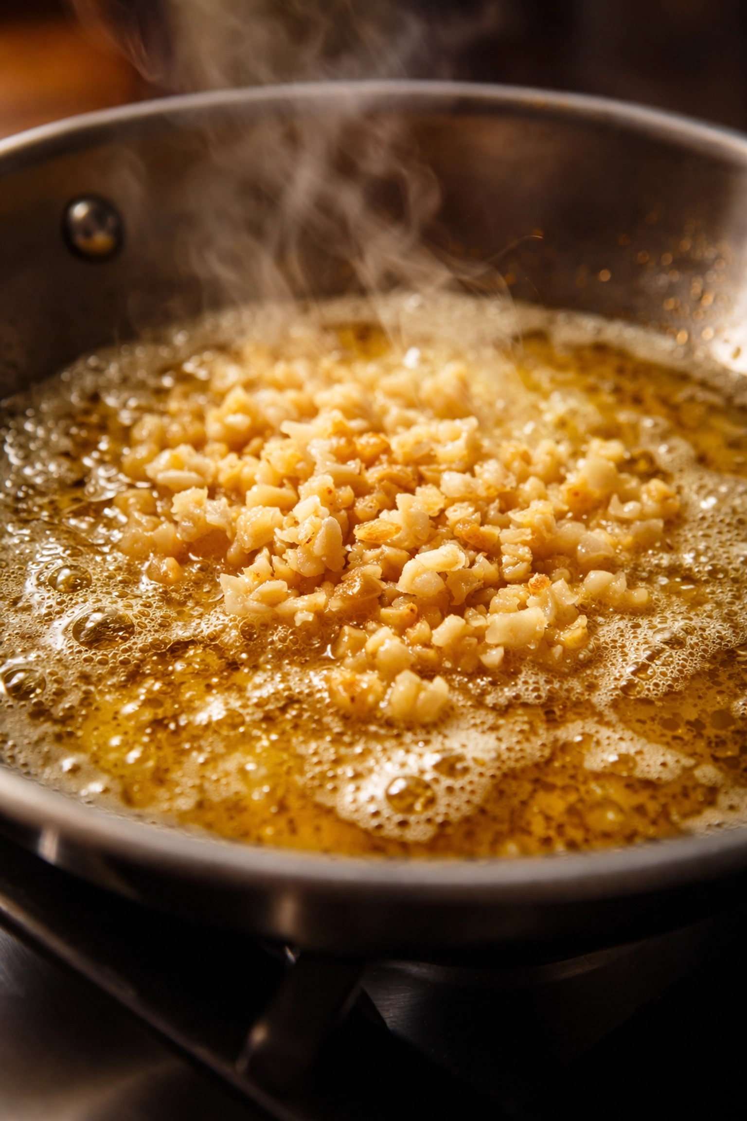 Sizzling garlic in butter