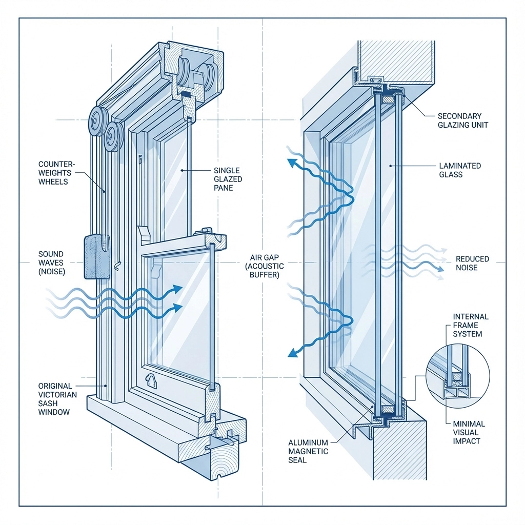 Victorian terrace interior with secondary glazing