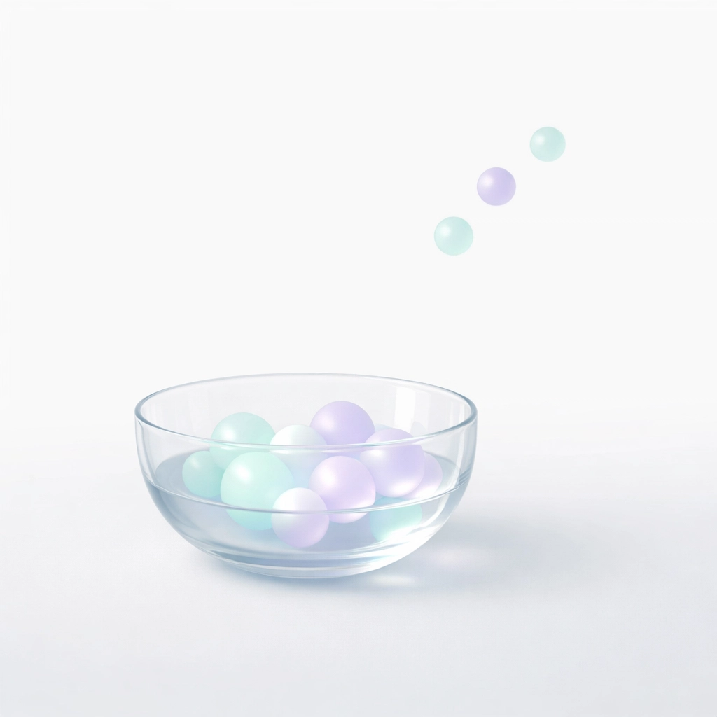 A minimalist glass vessel with glowing orbs representing the energy leak caused by invisible labor.