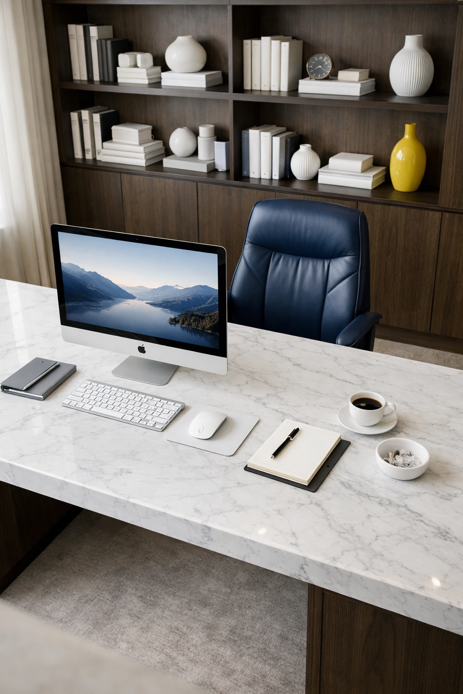 Clean and organized home office in Westford showing the productive results of a deep cleaning service.