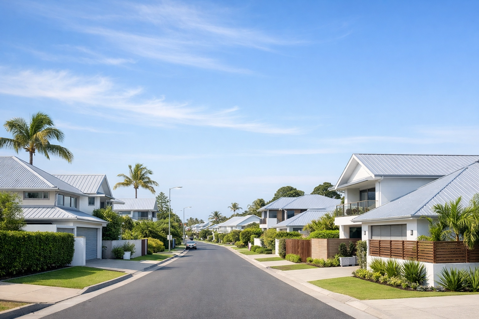 Pristine Northern Beaches street showing professional metal roofing services in Manly and Avalon.