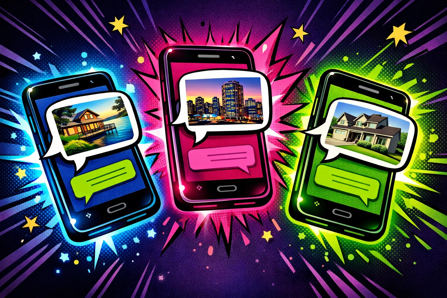 AI assistant handling multiple property inquiries simultaneously on three phones for real estate leads