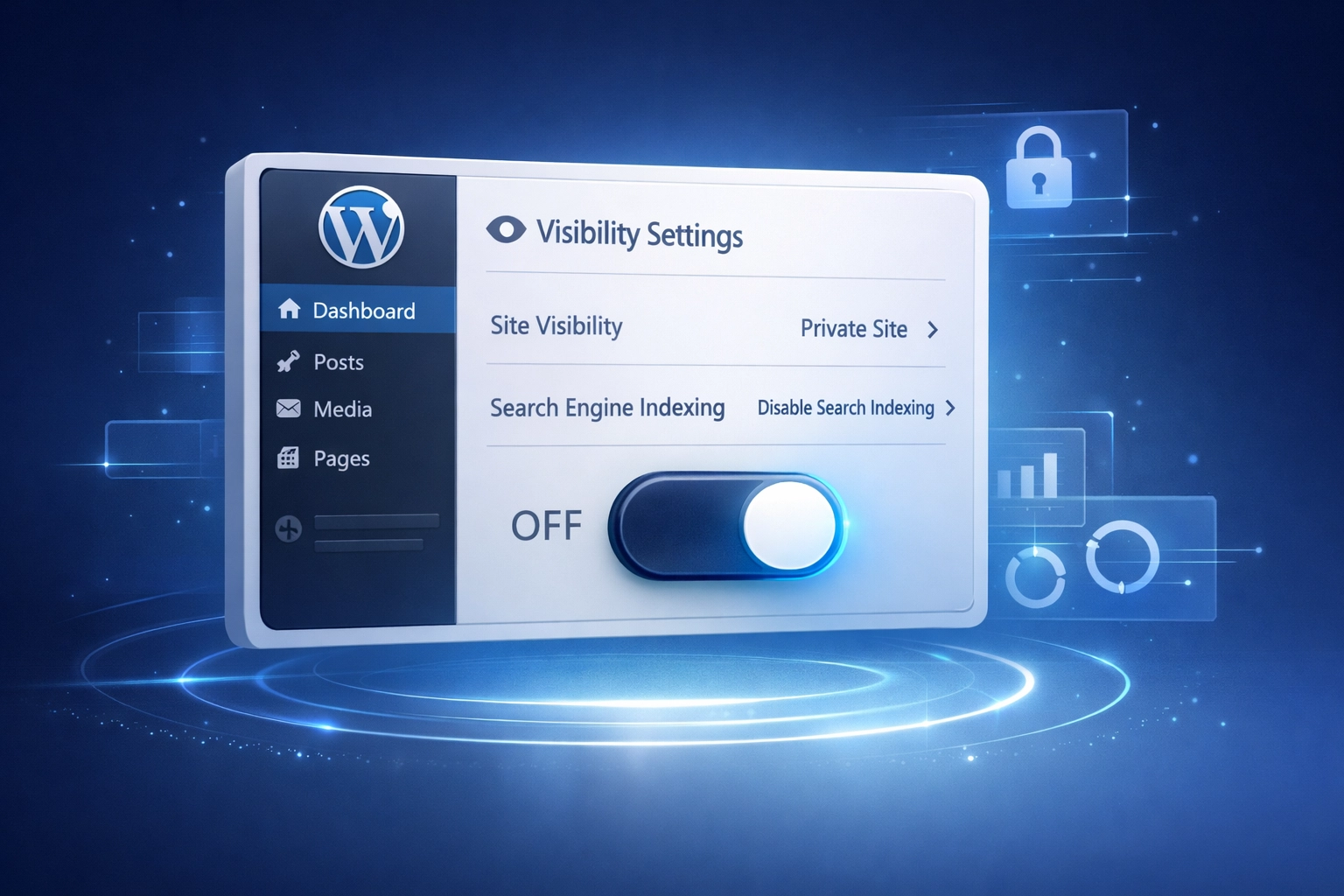 Panneau de configuration WordPress avec option de visibilité pour l'indexation Google