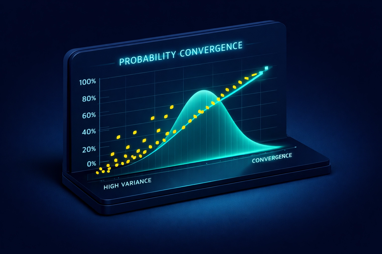 Data visualization showing probability convergence and long-term expected value in sports betting.