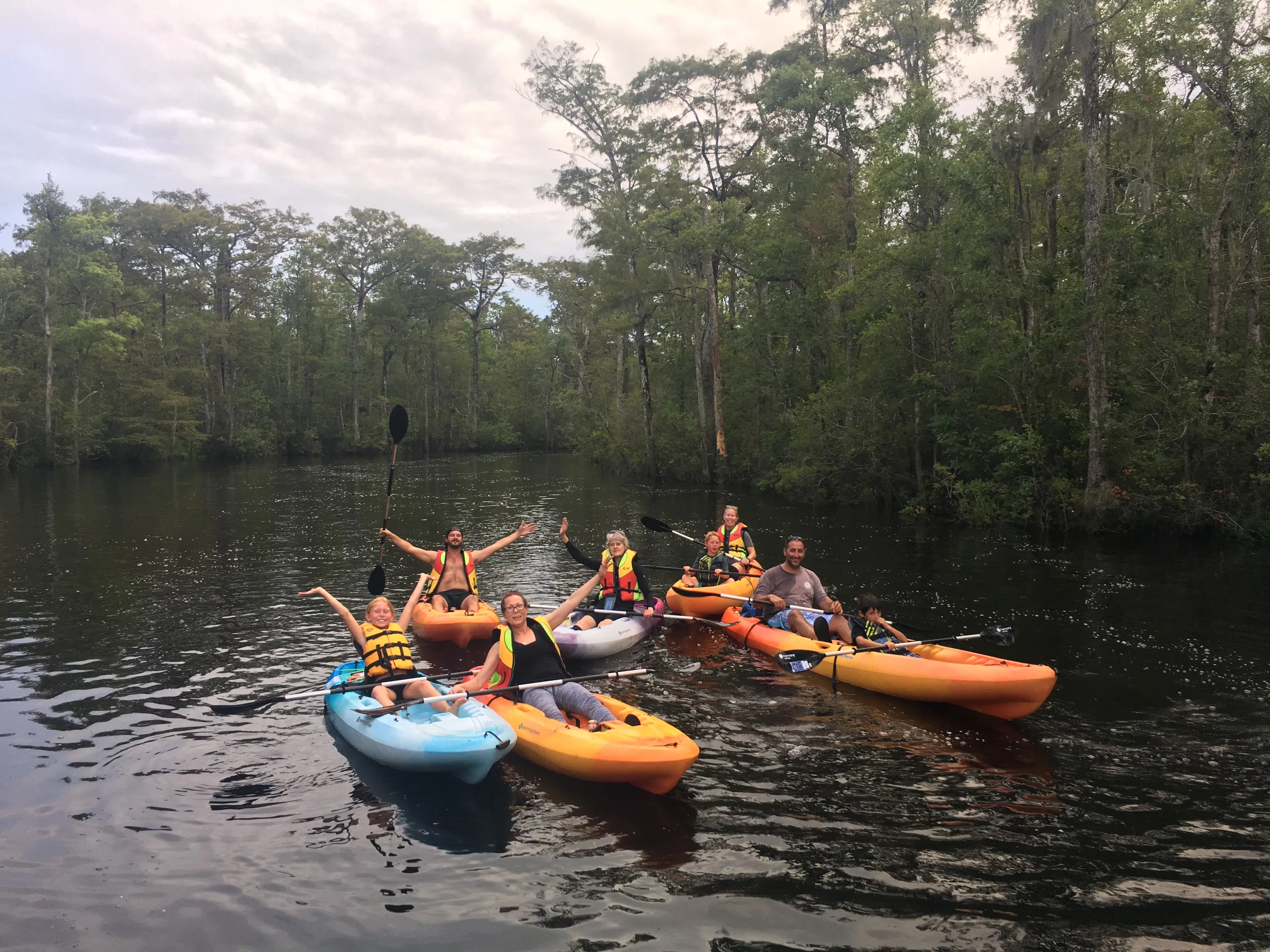 family kayaking in Myrtle Beach
