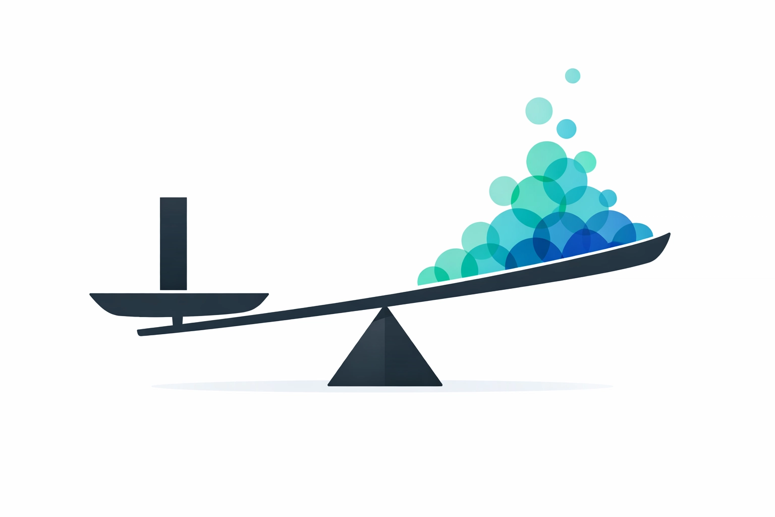 Modern balance scale tipping as data points cross the 0.05 p-value threshold for statistical significance.