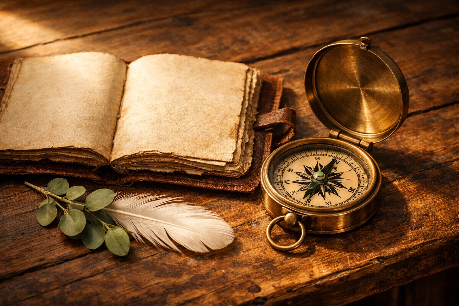 A vintage compass and open journal symbolizing the path to healing core wounds through self-discovery.