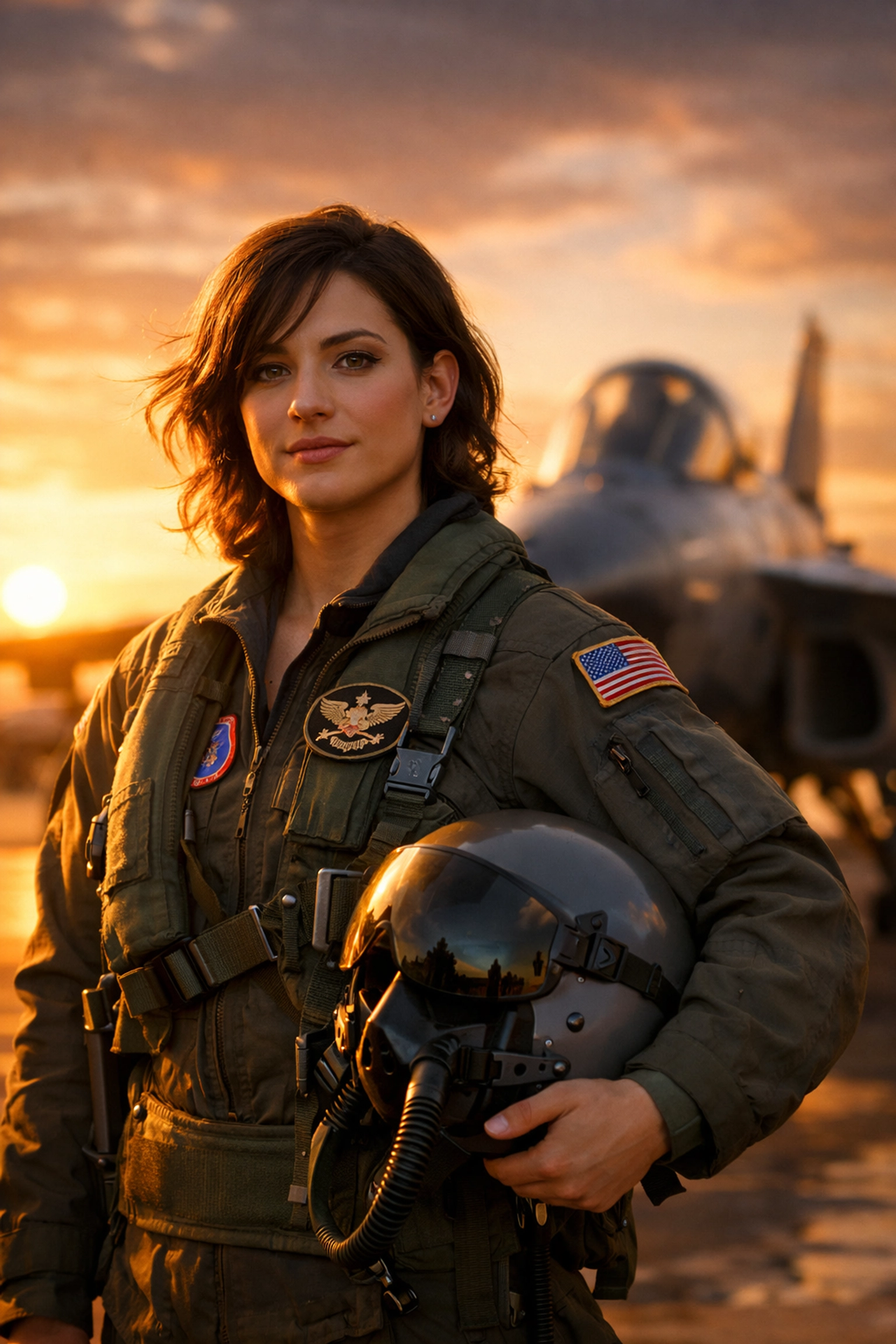 Transgender military pilot in flight gear representing service member excellence and dedication