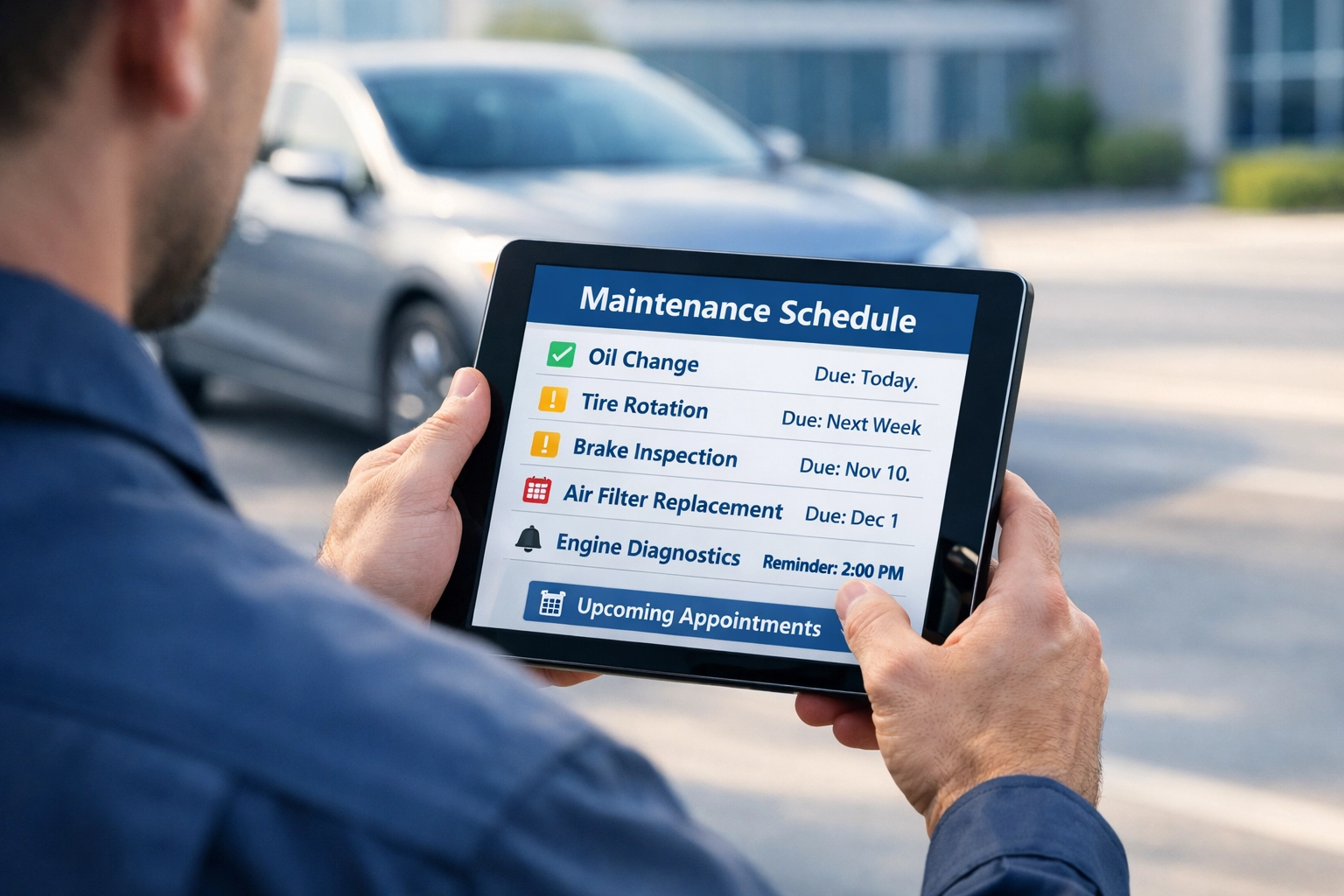 Digital car maintenance schedule tracker with automated service reminders