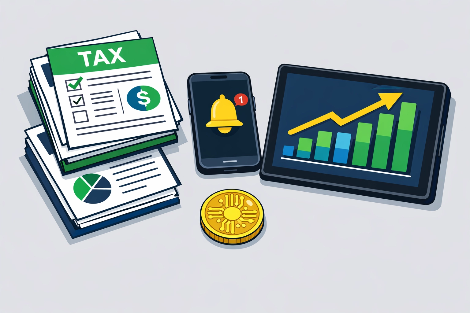 Organized tax preparation workspace with income forms and digital assets to maximize your tax refund.