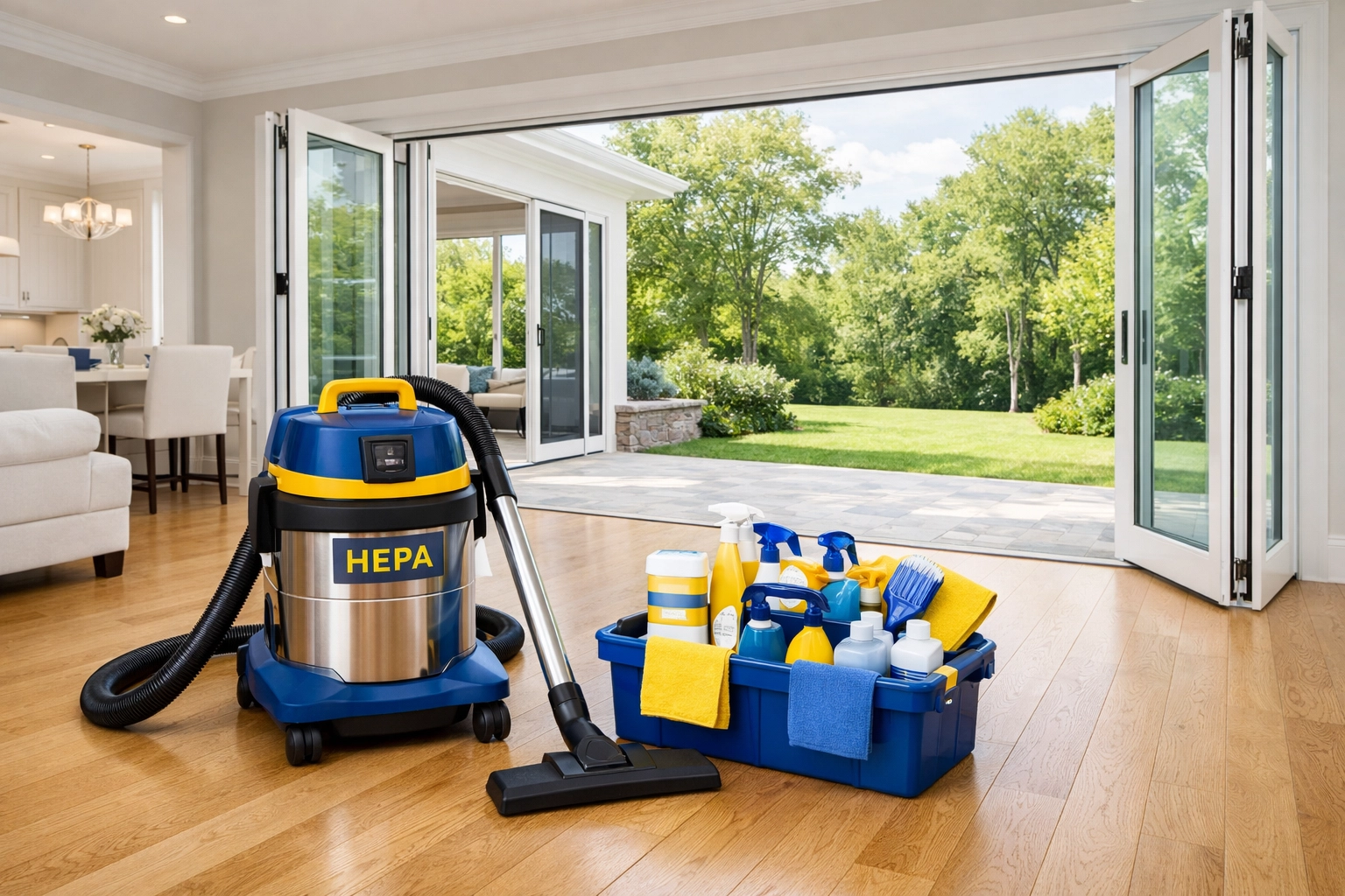 HEPA vacuum and professional cleaning gear for post construction cleaning in Boxborough.