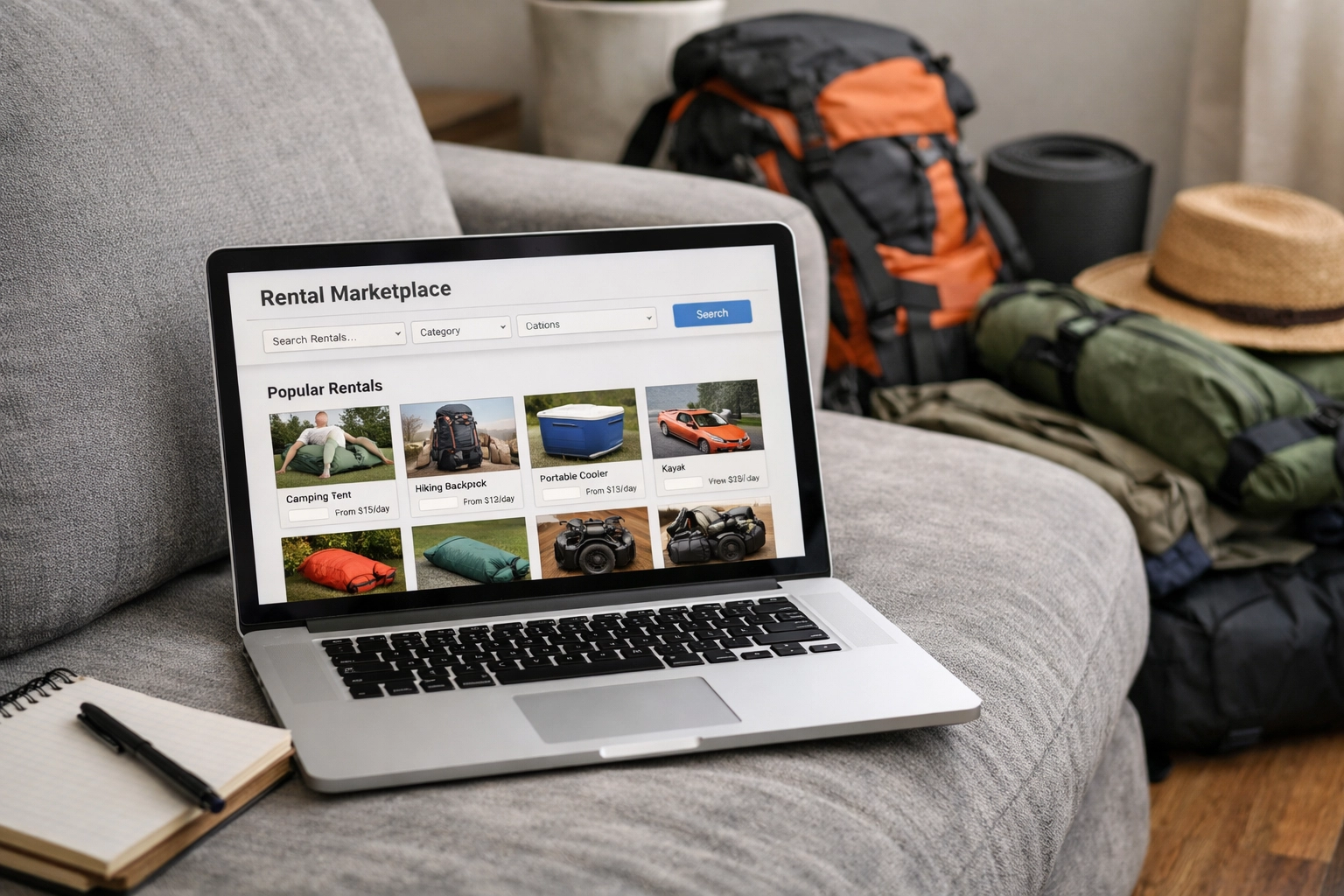 Candid photo of a person listing a tool on their phone at home