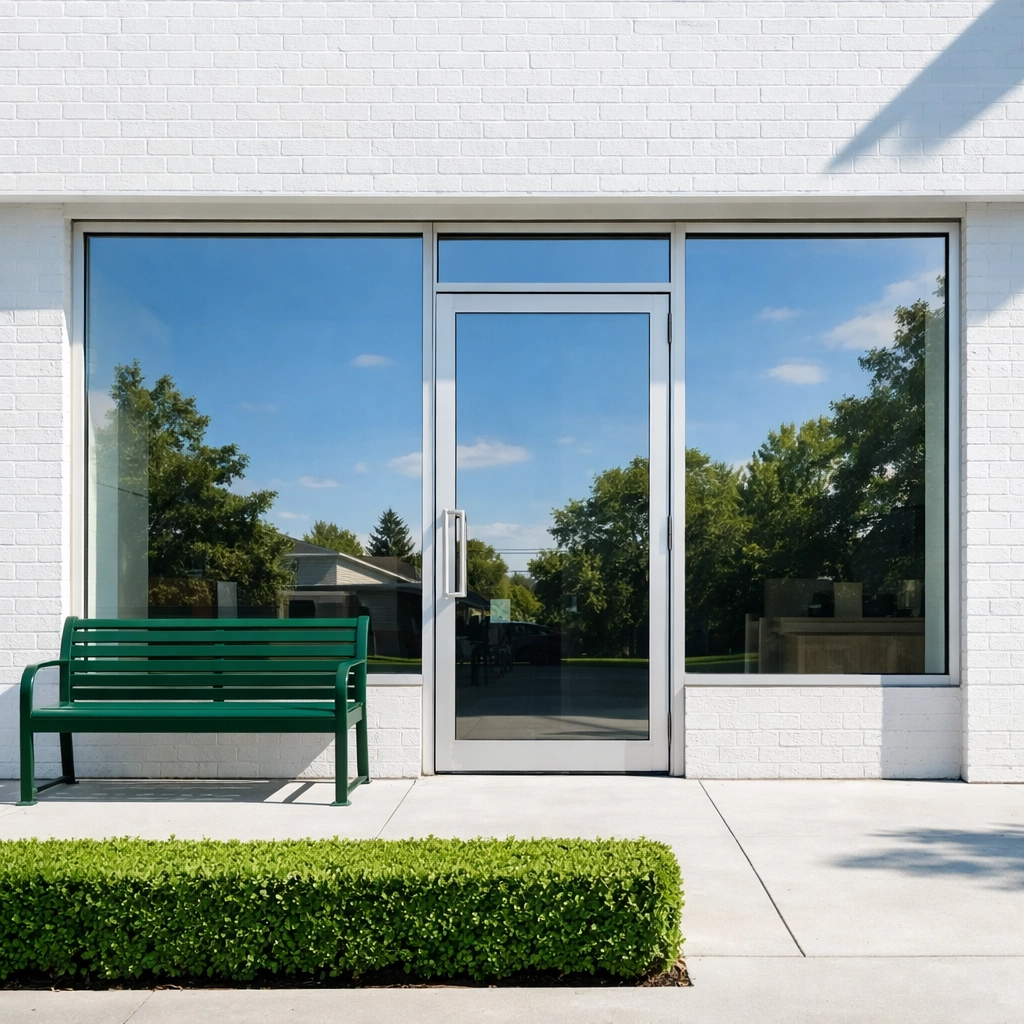 Modern local business storefront representing a complete Google Business Profile for better search rankings.