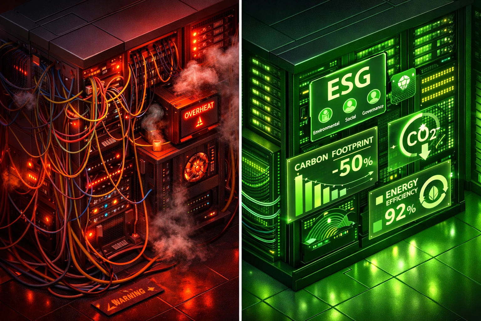 Infrastructure transformation showing ESG optimization and carbon footprint reduction with ServiceNow