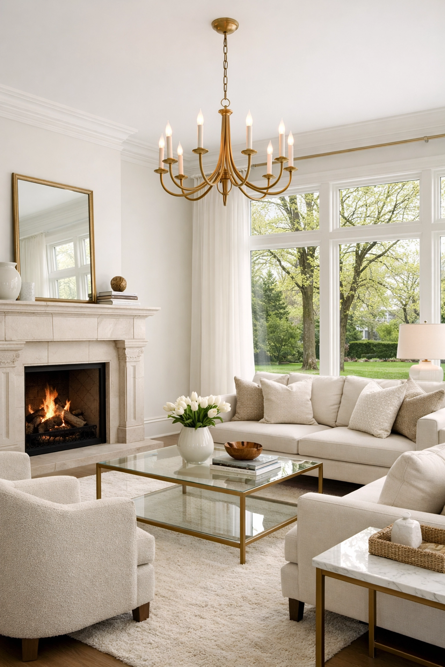 Professionally staged luxury living room in a North Shore Chicago home for sale.