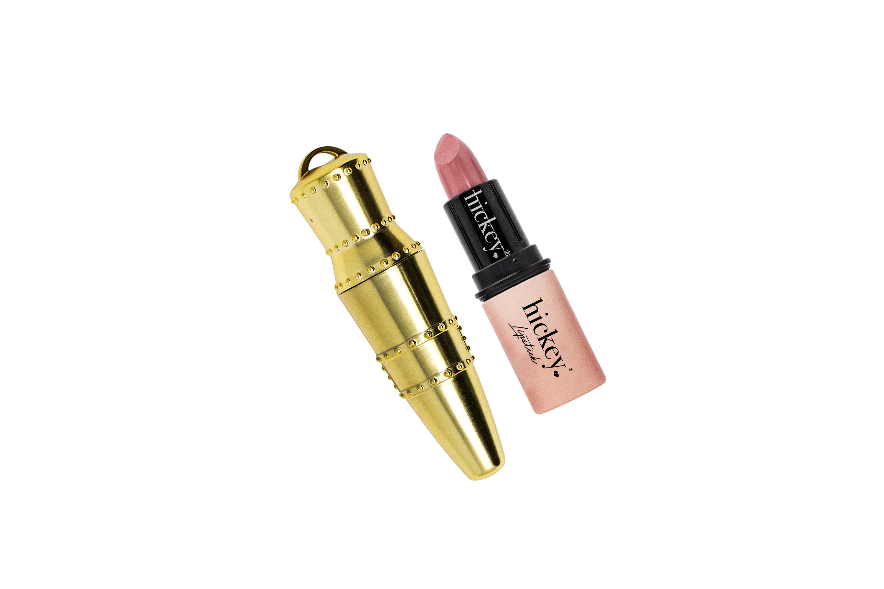 Hickey Lipstick Refillable Pendant Case and Pink Nude Lipstick