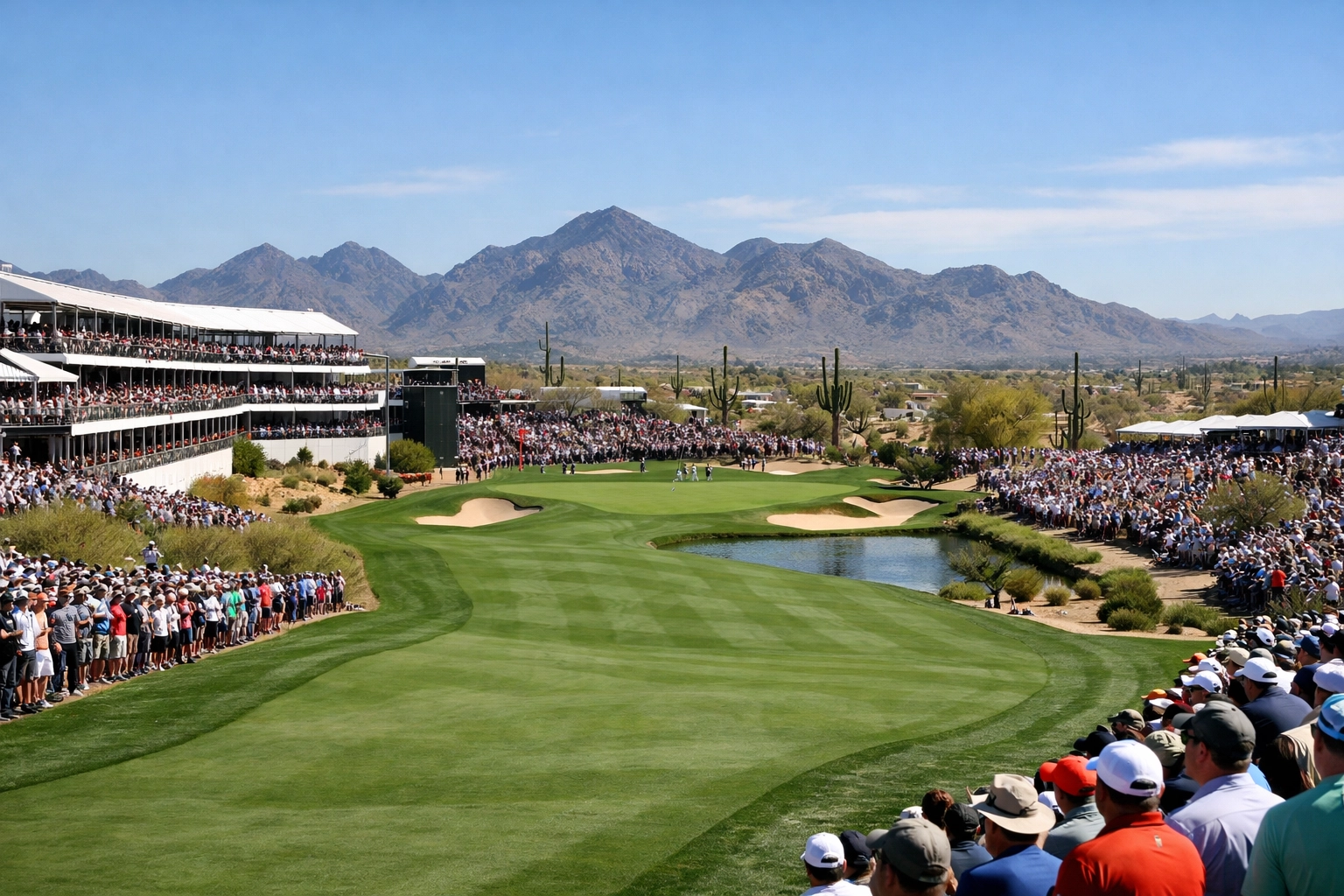 Professional golf scene at TPC Scottsdale during the Phoenix Open
