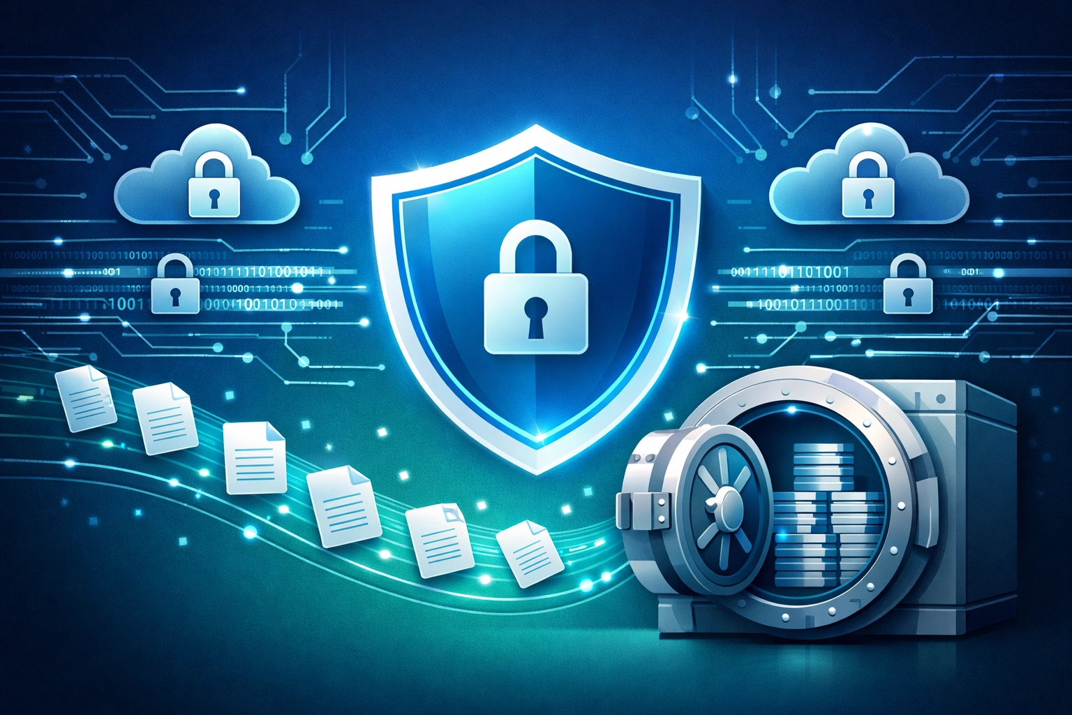 SmartVault secure encryption protecting tax documents with digital shield and cloud storage