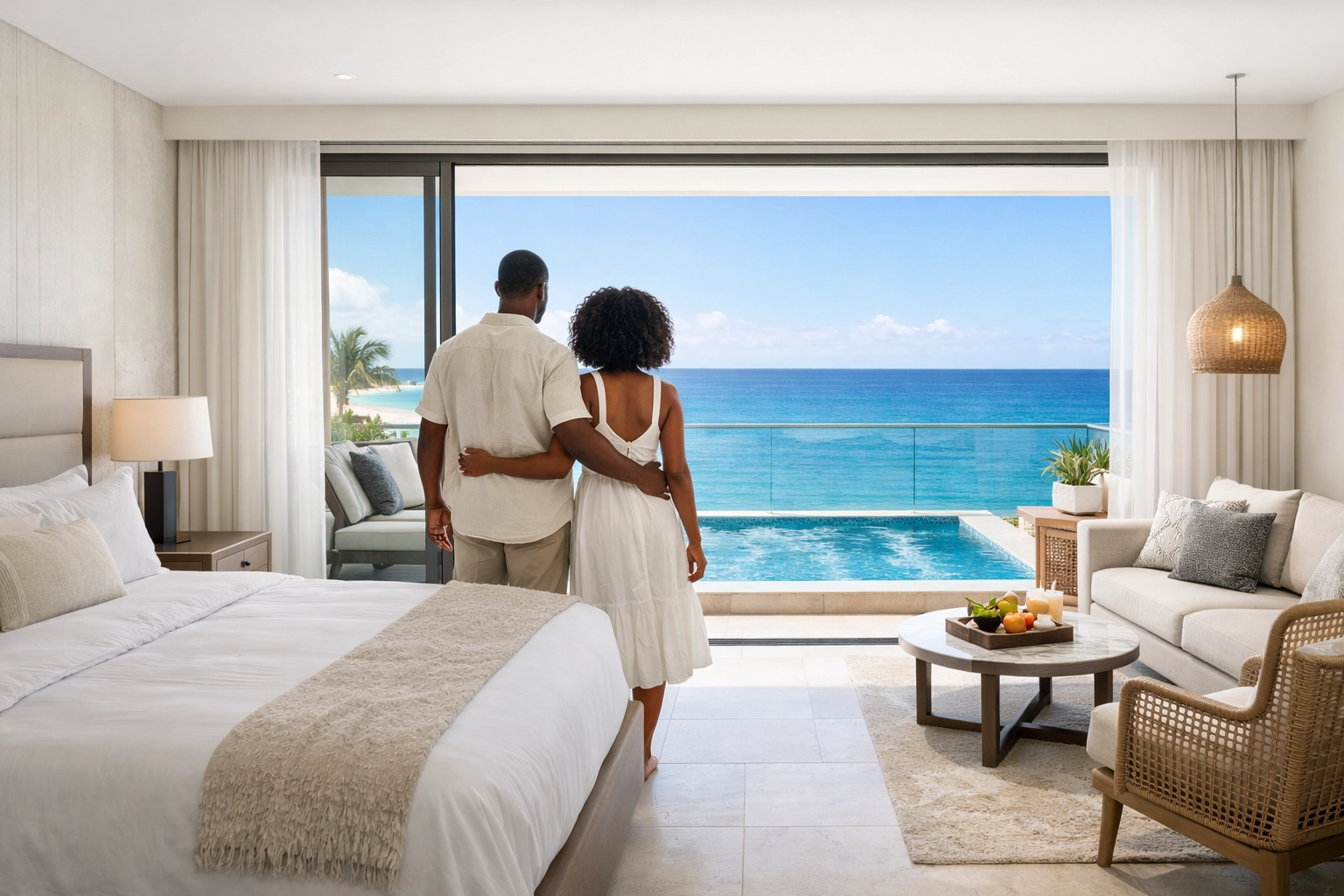Luxury oceanfront suite with infinity pool, a premier choice for a Lifestyle Resorts booking.