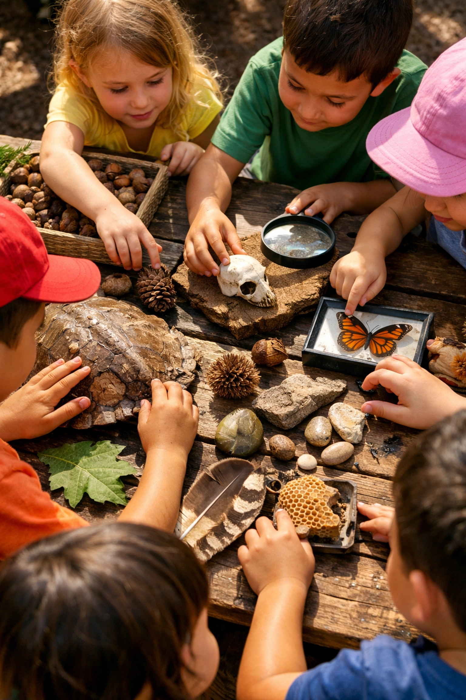Children participating in hands-on conservation learning activity at zoo