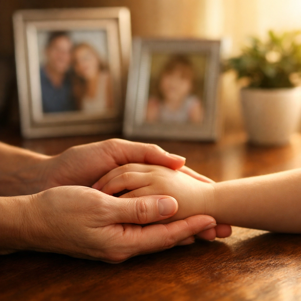 Parent holding child's hand representing family-focused child support decisions in Virginia