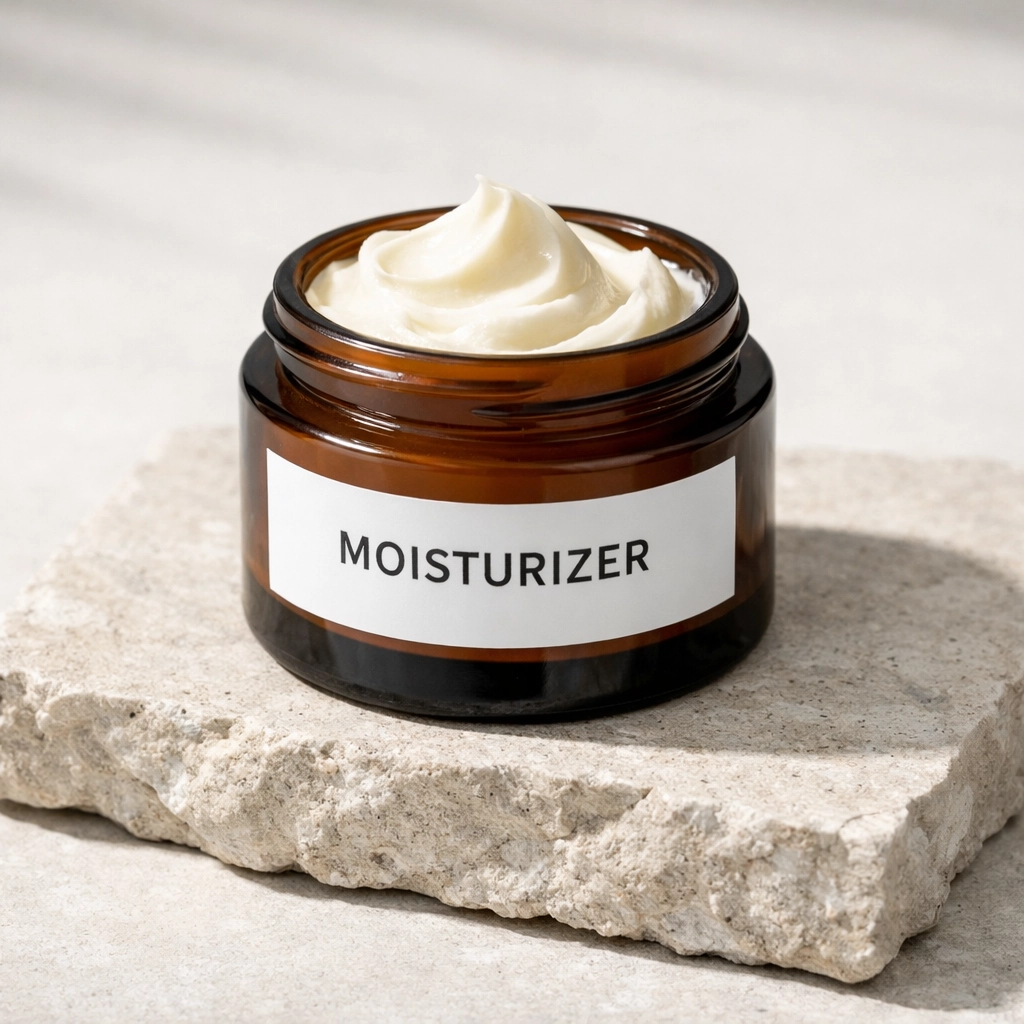 NECTR tallow and honey balm in an amber glass jar showing whipped, creamy texture.