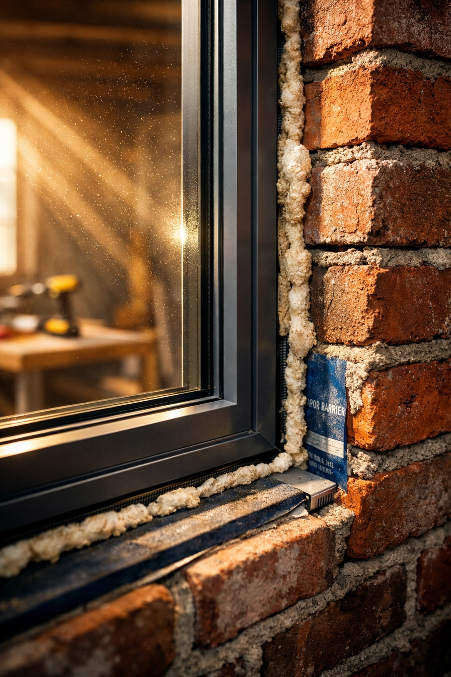 Professional window installation during a structural house renovation in West Sussex.