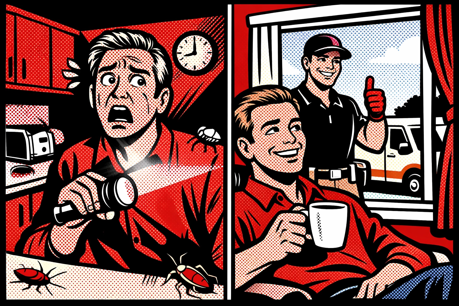 Homeowner stress relief comparison before and after professional pest control service