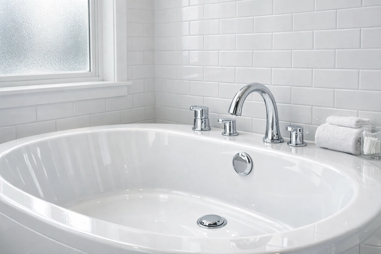 Sparkling clean bathroom with polished fixtures after move-out cleaning