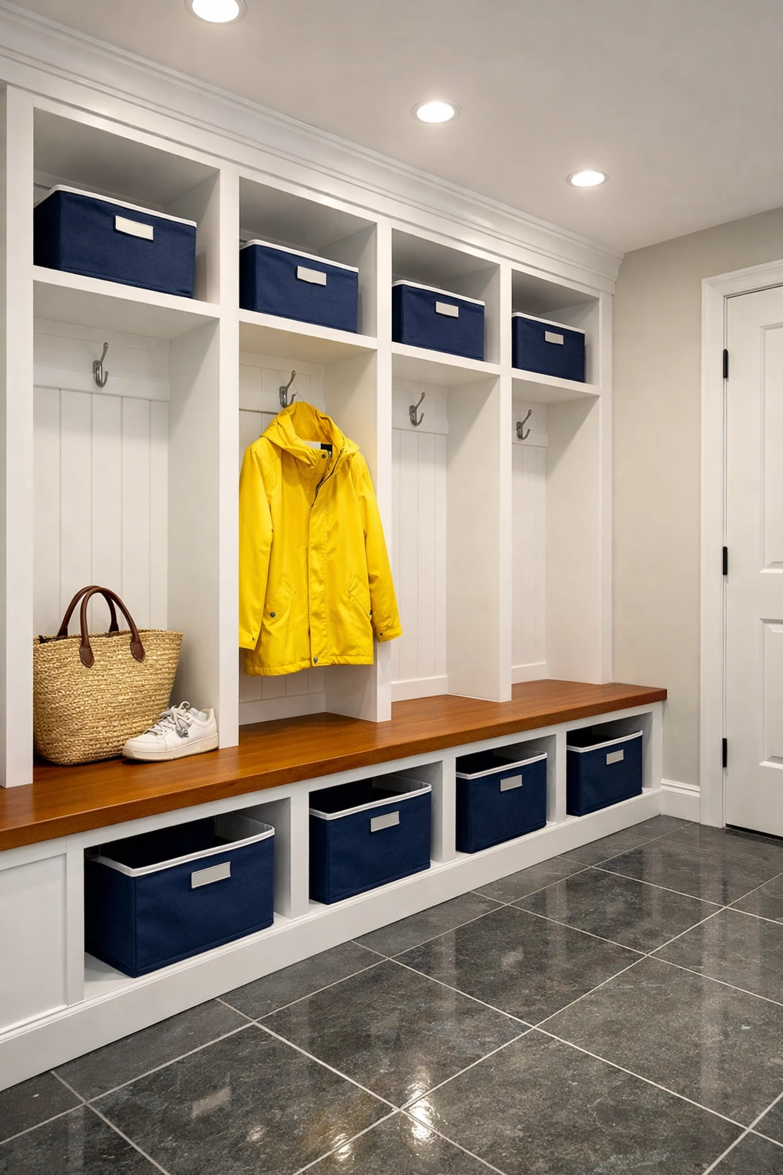 Spotless slate entryway floors in a Nashua home keeping Mine Falls Park mud out with deep cleaning.