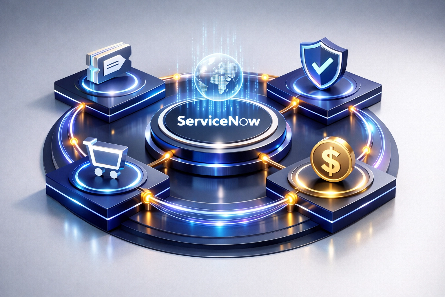 Integrated ServiceNow ecosystem connecting ITSM, ITAM, security, and procurement modules for ROI