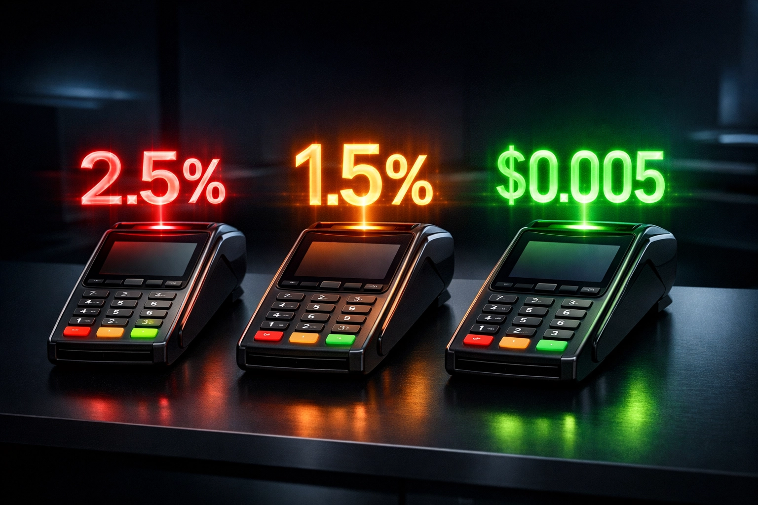 Crypto payment processor fee comparison showing percentage vs flat-rate merchant fees